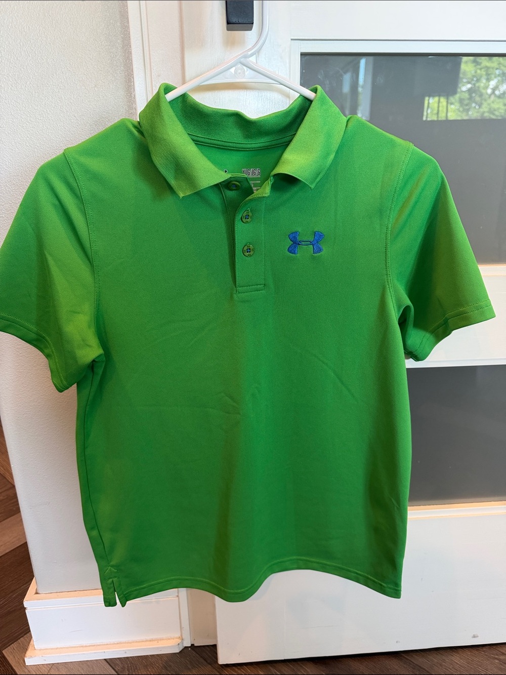 Under Armour Boys' Bright Green Polo with Blue Logo